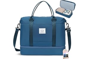 BAGAIL Borsone da viaggio, borse da weekender, borsa da palestra per la notte con tasca bagnata, borsa per mamma ospedaliera per lavoro e consegna, Cc-blu pavone, Borsone da viaggio