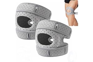 LINNIW Genouillère Professionnelle pour Homme et Femme, Genouillère Ortho, Réglable Genouillères Ortho Rotule pour Les Coureurs,Tennis, Arthrite Rotule (1 Paire, Gris)