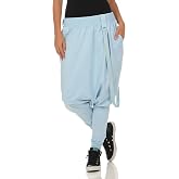 Malito 23245P - Pantaloni da donna in tessuto traspirante per la spiaggia e la vita quotidiana, pantaloni larghi per l'estate, casual, estivi, per il tempo libero, taglia unica, Azzurro, 38 IT/44 IT