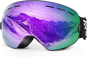 EXP VISION Gafas de esquí y snowboard para hombres y mujeres jóvenes, anti niebla OTG, de lentes esféricas desmontable desechables