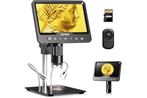 Opqpq ODM701 7" LCD Digital Micrscope, Full View Coin Microscope with Screen, Coin Magnifier with Light, Magnifying Glass for Collectors, Micro Soldering Microscope for Electronics Repair, 11" Stand