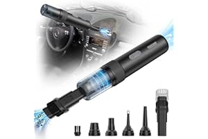 EVARY Aspiradora de Mano 15000Pa/120W Aspirador de Coche Portátil Aspiradoras de Mano sin Cable y Soplador 3 en 1,con LED Plumero de Aire Comprimido 6000mAh para el Hogar, el Coche y Las Mascotas