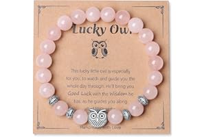 AWARDSEN 8 mm Crystal Animal Themed Bracelets for Women, Elephant Owl Turtle Cat Lucky Charms Bracelet for Get Well Soon Wisdom Safe Travel Good Luck Gifts for Women Her Bestie