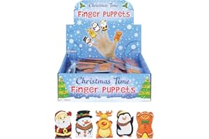 SKYTE® Christmas Finger Puppets for Kids 5 Assorted Designs Children’s Stocking Fillers Christmas Eve Box Fillers Cracker Gifts Xmas Party Favours for Boys and Girls (12x)