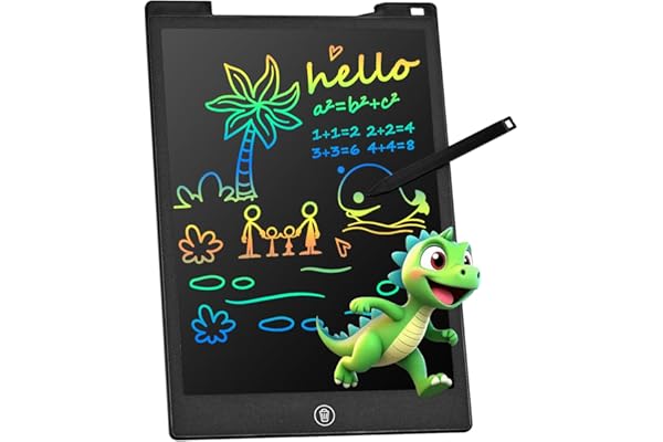 PINKCAT Jouet Bebe 1 2 3 4 5 6 Ans Tableau Magique Enfant 12 Pouces Tablette D'écriture LCD Tablette Dessin Graphique Ardoise Magique Effacable Cadeau Fille Game Boy Jeux Garcon,Noir
