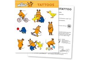 DH-KONZEPT 9 Tattoos * DIE SENDUNG MIT DER MAUS * für Kindergeburtstag und Mottoparty | Kindertattoos Kinder Tattoo Party Set