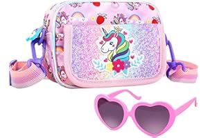 RHCPFOVR Licorne Sac a Main avec Bijoux Enfants Fille, 5Pcs Unicorn Collier Bracelet kit Bijoux pour Cadeau Anniversaire de Fête