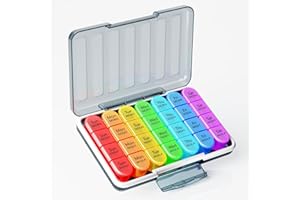 Zoksi Waterproof Pill Boxes 7 Day 4 Times a Day, Weekly Pill Box Organiser, Daily Tablet Organiser 4 Compartments, Medicine Organiser with 28 Compartments for Medication & Vitamins