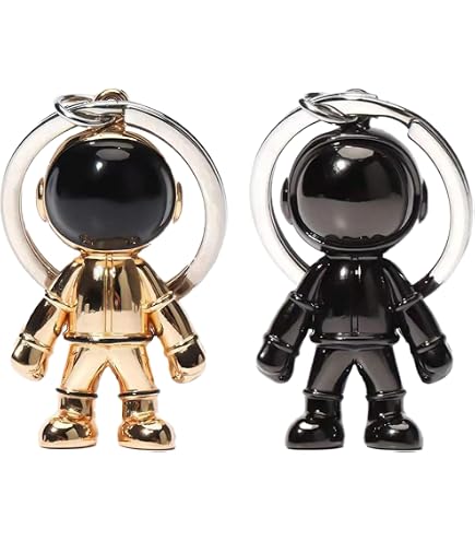2 portachiavi astronauta, colore nero, con portachiavi personalizzato, per auto, San Valentino, creativo, per donne e uomini, viola + verde