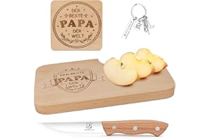 Hzdyopk Geschenk für Papa, Frühstücksbrettchen Beste Papa Geschenk Vatertagsgeschenke Schneidebrett Holz mit Frühstücksmesser Geschenke für Papa Vatertag Geburtstag Weihnachts