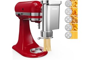 Eascandy Presse à pâtes gourmet en métal pour batteur KitchenAid - Accessoire durable en métal avec 5 plaques interchangeables pour pâtes fraîches maison