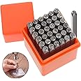 Habwea 37pcs Letter Stamps Punch Set Metal Stamping Kit, A-Z & 0-9 & Heart Shape Punch for DIY Carving Embossing on Metal Wood Leather 3mm
