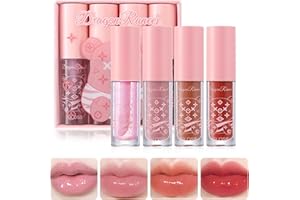 GROVL 4Pack Lip Oil and Lip Gloss Set, Lip Gloss Set for Women, Tinted Transparent Moisturizing Lip Gloss Set, Long-lasting Lip Oil Moisturizing, Plumping Lip Gloss Set and Gift For Teenage Girls