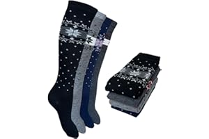 Lucchetti Socks Milano Calze Donna Lunghe in Caldo Cotone, a Fantasia Colorata, Morbide e Traspiranti, Perfette per Inverno, Uso Quotidiano o Regalo, Termiche, Confortevoli e Resistenti 4 Paia