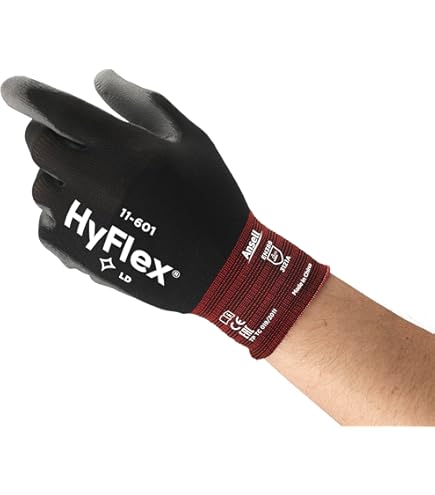 Ansell Hyflex 11-600 Werkhandschoenen Rekbare Nylon, Vingerbeweeglijkheid, Aanraakgevoeligheid, Kluswerkzaamheden, Mechanic, Schilderen, Beschermende Handschoen Heren Dames, Wit, Maat Xl (12 Paar