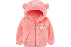 Naiyafly Baby Boys Girls Fleece Jackets with Hood Zip Up Cute Bear Coats Fall Winter Warm Fuzzy Jacket with Ear Newborn Outwear for Toddler Infant Boys Girls 0-6 6-12 12-18 18-24 Months 2T 3T