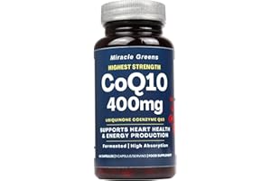 MACRO GREENS CoQ10 400mg - Highest Strength Ubiquinone Coenzyme Q10 | Powerful Antioxidant for Heart and Vascular Health, Essential for Energy Production | 60 Capsules - 2 Month Supply | Made in The UK
