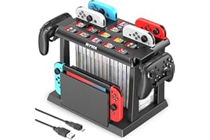 Kytok Supporto al Gioco Torre per Nintendo Switch/OLED, Caricatore per Joycon Switch & Supporto Accessori da Gioco Switch, Multifunzionale Switch Organizer per Gioco, Controller Pro e TV Dock