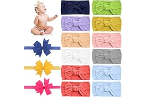 ZWZNBL 15 fasce per la testa con fiocco, fasce per capelli (12 fasce per la testa con fiocco e 3 fasce per la testa con fiocco a coda di rondine) per neonati, neonati e bambini