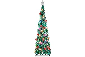 MACTING - Árbol de Navidad nevado Plegable de 1,5 m con Soporte, costero, para Decoraciones navideña, exhibición del hogar, decoración de Oficina
