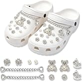 MNYXIS 12 Pins for Silver, Charms for Clogs, Pearls, Chains, Bears and Flowers, Charms Compatible with Crocs, Ornaments for S