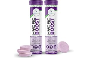 VITALIVA Hydro Boost Electrolyte Tablets + Vitamins | Rapid Rehydration & Recovery | Zero Sugar | Blackcurrant Flavour | Vegan Friendly | Twin Pack Deal (2 Packs of 20)