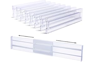 Vtopmart Lot de 8 séparateurs de tiroir réglables de 8.1 cm de haut, extensibles de 27.9 à 52.3 cm, commodes, ustensiles de cuisine et rangement de bureau
