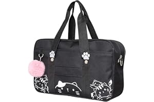 HIMIFASHION Damen Japanische Handtasche Niedlich Anime Katze Druck Messenger Bag Große Kapazität Schultasche Teens JK Uniform Handtasche