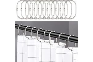 WEKIWGOT 24 Piezas Anillas para Cortina de Ducha de Acero Inoxidable, Anillo Ovalado para Barra de Cortina de Ducha, Anillos de Metal para Barra de Ducha, Baños, Ventanas (Plata)