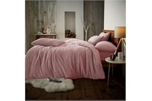 GC GAVENO CAVAILIA Teddy Bear Fleece Double Bedding Set | Soft & Cosy Thermal Warm Fluffy Double Duvet Sets With 2 Piece Pillowcases| Pink | 200 Cm x 200 Cm