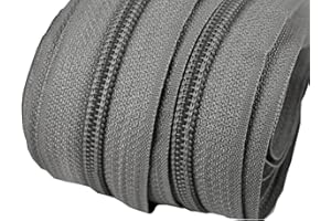 Schnoschi 2 m endlos Reißverschluss 5 mm Laufschiene + 5 Zipper Meterware teilbar Farbwahl (Mittelgrau)