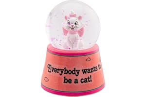 SILVER BUFFALO Disney Aristocats Marie "Everybody Wants To Be A Cat" Mini Light-Up Snow Globe