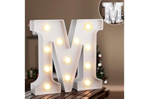 LEDIDO LED Buchstaben Lichter Alphabet,Led Leuchtbuchstabe mit Warmes & Kaltes Weiß,LED Brief Beleuchtung Buchstaben Nacht Lichter Dekoration für Geburtstagsfeier, Hochzeit, Kinderzimmer, Buchstaben M