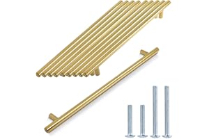 Probrico 10 PCS Gold Kitchen Door Handles Stainless Steel Handles 256mm Kitchen Cabinet T Bar Handle Furniture Drawer Pulls Cupboard Knobs