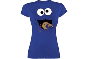 Shirtracer - Shirt Damen - Karneval & Fasching - Keks Monster I Krümelmonster I Cookie Monster