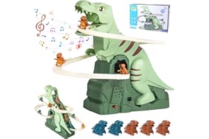 YISKY Juguete Para Trepar Dinosaurio, Montaña Rusa Dinosaurios con Luz y Música, Stair Climbing Dinosaur Stairs Toy