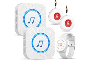 ChunHee Notrufknopf für Senioren Senioren Notruf Armband Notrufarmband für Senioren Funkalarm Sender und Empänger SOS Alarm Kabellos für Pflegebedürftige Mann