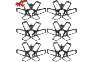 YIQIBRO Luz de Garaje LED Lampara Garaje - 185W 18500LM 6500K Luz Garaje LED 6 Piezas, Luz LED Garaje con 6+1 Paneles Deformables，Lamparas de Techo de LED E27/E26 para Garaje, Taller, Sótano