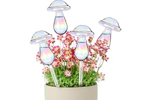 HAOWANWW 4 Stück Streamer-Pflanzenbewässerungskugeln, Bunte Pilz-Bewässerungskugeln, 22,9 cm, selbstbewässernder Pflanzgefäßeinsatz, Pflanzenbewässerungsgeräte für drinnen und draußen, Hausgarten