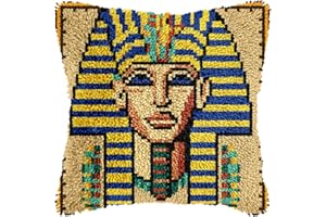 Kitquiver Diy Knüpfstern Knüpfpackung Mit Kissenbezügen Mit Ägyptischem Pharaonenkopf, Knüpfpackung Zum Selbermachen Für Knüpfteppiche, Stickerei, Kreuzstich 17x17in