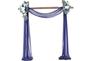 PCSCEVCR Wedding Arch Drapes, 18ft Chiffon Wedding Banquet Draping Fabric Backdrop Curtain Drapery for Wedding Archway Ceremony Party Decor (Navy blue)