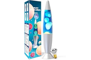 AONESY Lámpara de lava Agua azul claro Cera blanca Lámpara de lava Luz nocturna para niños Luz de colores Lámpara Regalo para Navidad Cumpleaños - 34 cm