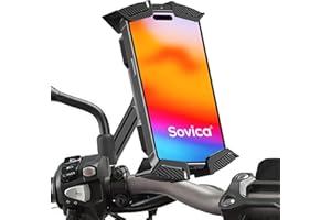 SOVICA Soporte movil Moto Scooter sujecion al Espejo retrovisor en Acero Inoxidable 360º valido para Smartphones hasta 7.5"