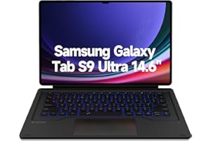 Dexnor Keyboard Case for Samsung Galaxy Tab S9 Ultra Keyboard 14.6 Inch Magnetic Detachable Book Cover Style Keyboard Multi-Touch Trackpad Wireless Keyboard Backlit S Pen Holder - UK Layout