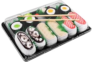 SUSHI SOCKS BOX Rainbow Socks - Damskie Męskie - Skarpetki Sushi Łosoś Ryba Maślana Octopus 2x Maki - Śmieszne Prezent - 5 Pary - Rozmiar 41-46