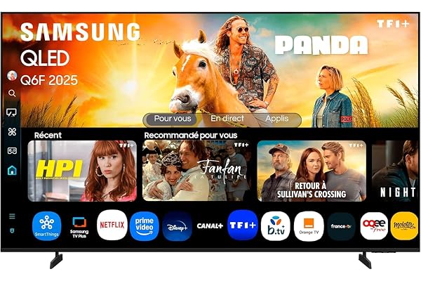 Samsung TV AI 55 Pouces QLED 55Q6F 4K Smart TV, Quantum Dots, Q4 Lite Processor, WiFi, Airplay, HDR, Q-Symphony, OTS Lite, Knox Security, Gaming Hub, Bixby, Application opérateurs intégrées 2025