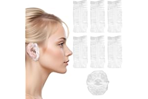 Apausvcm 100Stück Klare Dusche Ohr Abdeckung,Transparente Ohrenschützer,Wasserdichte Ohrbedeckungen,Kunststoff Ohrenschutz mit Elastischen Bänder,für Dusche Spa Zuhause Hotel Friseursalon Haarfärbung