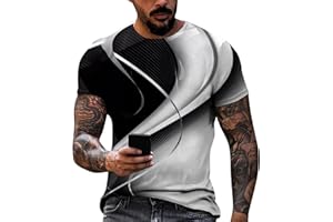 ROSENNIE T Shirt Herren Rundhals 3D Bedruckt Muskelshirts Kurzarm Neon Shirt Lustige T Shirts Sommer Freizeitshirt Outdoor Tops Für Männer Regular Fit Sport Shirt Loose Fit Tactical Shirts