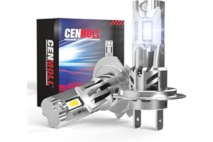 Cenmoll H7 Led Headlight Bulb, 400% Brighter 80W 16000LM 6000K Cool White No Adapter Required 1:1 Design Direct Installation Led H7 Headlight Bulb Canbus Error Free Halogen Replacement Kit, Pack of 2