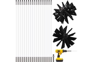 CIIEEO 21pcs Chimney Sweep Kit Includes Chimney Cleaning Tool With 18 Nylon Flexible Rods and 2 Brush Heads for Fireplace Dryer Vent Waste Water Cooker Hood